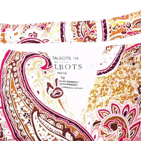 Talbots Split Neck Tee - Sprinkle Paisley - Size Small - Picture 4 of 4